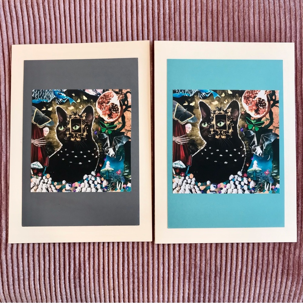 Set of 2 Original Art Print Collage Card